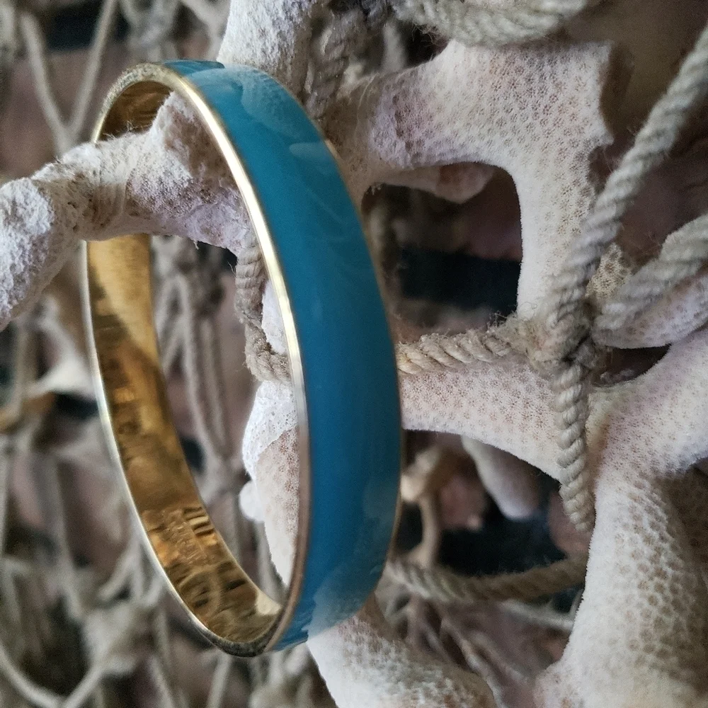 J Crew bangle bracelets. Tiffany blue color/gold